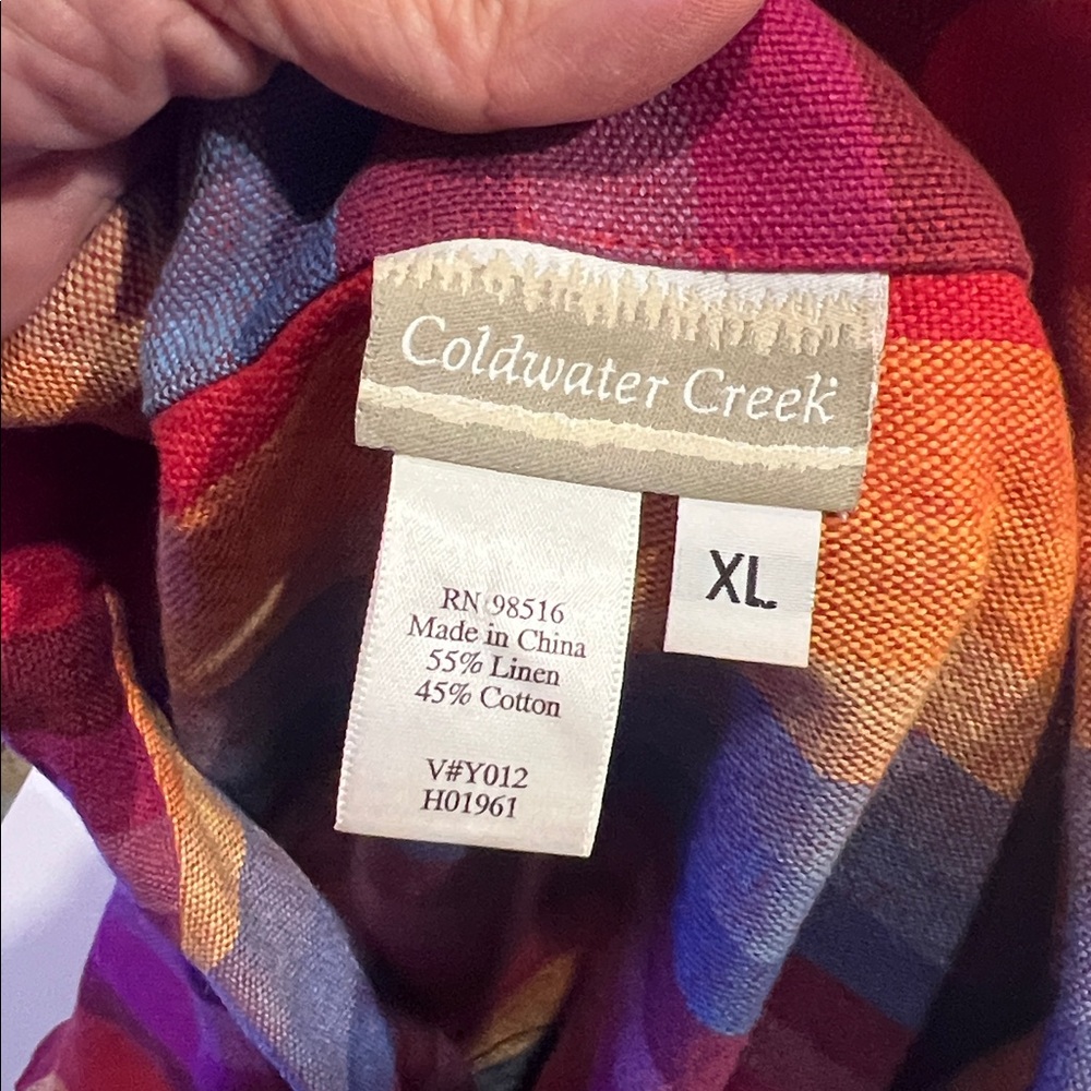 Coldwater Creek rainbow striped linen blend topper blazer with pockets XL - Picture 11 of 11